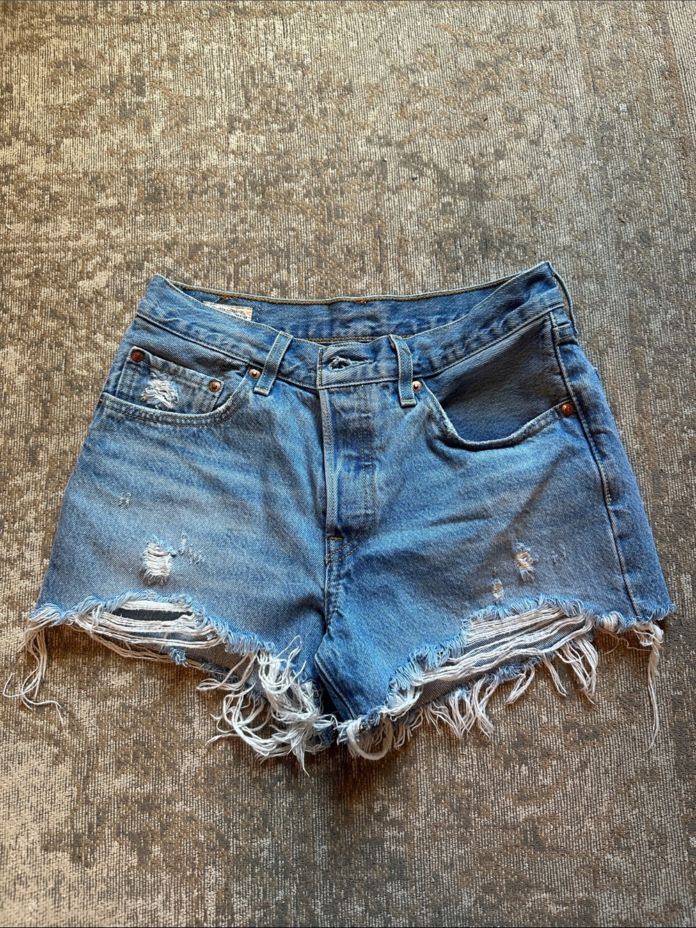 Levi's Light Blue Distressed Denim Cutoff Shorts